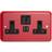 Varilight XY5U2SB.PR Lily Primary Pillar Box Red 2 Gang Double 13A Switched Plug Socket 2.1A USB