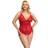 Cottelli Collection Bodysuit with Open Crotch Red