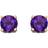 Elements February Birthstone Stud Earrings - Gold/Amethyst