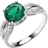 Jewelco London CZ Shoulder Set Engagement Ring - Silver/Green/Transparent