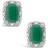 Macy's Rectangle Halo Stud Earrings - Silver/Emerald/Diamonds