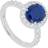 Diamonfire Sterling Silver Oval Blue Sapphire Cubic Zirconia Ring With Pave Surround