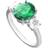 Diamonfire Sterling Silver Oval Green Cubic Zirconia Trilogy Ring