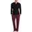 SLEEPHERO Men's Sleep Bottoms Black Black & Burgundy Long-Sleeve Button-Front Pajama Set Men