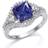 Jewelco London Silver Purple Cushion CZ Halo Engagement Ring