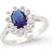 Jewelco London Silver Blue Oval CZ Royal Princess Lady Di Cluster Cluster Ring