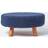 Homescapes Navy Knitted Cotton with Wooden Foot Stool