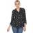 White Mark Plus Pleated Leaf Print Blouse, Women's, 3XL, Black