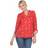 White Mark Plus Pleated Leaf Print Blouse, Women's, 2XL, Red