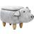 Critter Sitters 15-In. Seat Height Light Gray Pig Animal Shape Storage