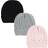 Hudson Baby 3-Pack Knitted Caps In Pink/black black Infant/toddler