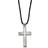 Chisel Cord Cross Necklace - Silver/Black