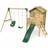Rebo Green Orchard 4ft x 4ft Wooden Playhouse with Standard Swing, Baby Swing, 900mm Deck and 6ft Slide Luna