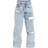 PrettyLittleThing Wash Open Knee Boyfriend Jeans - Acid Blue Wash