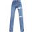 PrettyLittleThing Ripped Split Hem Jeans - Mid Blue Wash