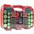 The Battery Organizer Storage Case Hinged Clear Cover Includes Battery Tester Red 9W x 13.5L x 3.25H Red