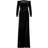 Adrianna Papell Velvet Off the Shoulder with Hand Beaded Cuff Gown - Black