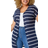 Roman Curve Longline Striped Cardigan - Navy