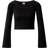 Urban Classics Short Rib Wide Neck Longsleeve Top - Black