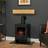 Adam Oak Hearth Stove Pipe with Bergen Stove in Charcoal Grey Neutral
