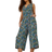 Roman Sleeveless Floral Print Stretch Jumpsuit - Blue