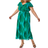 Roman Curve Abstract Shirred Maxi Dress - Green