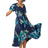 Roman Petite Floral Shirred Midi Dress - Navy