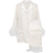 Feather-Trimmed Crepe de Chine Pyjama Set - White