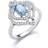 Jewelco London Silver light blue oval cz arabesque clover lantern cluster ring