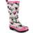 12 Children's New Girls/Childrens Grey/Pink Cute Pug Print Wellington Boots