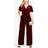 Yumi Velvet Wrap Bodice Jumpsuit, Plum