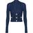 Balmain Cropped Knit Viscose Cardigan Navy