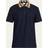 Burberry Check Collar Cotton Polo Shirt - Smoked Navy