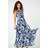 Roman Sleeveless Palm Print Pleated Maxi Dress