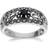 Gemondo Art Nouveau Style Band Ring - Silver/Sapphire/Marcasite