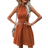 Shein VCAY Swiss Dot Keyhole Back Halter Neck Dress - Burnt Orange