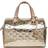 Michael Kors Grayson Medium Logo Embossed Patent Satchel - Pale Gold