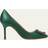 Manolo Blahnik Hangisi green satin pumps