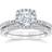 Pompeii3 Cushion Halo Wedding Ring Set 0.63ct - White Gold/ Daimonds