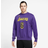 Nike Mens Lebron James Lakers CTS & Number Fleece Crew Mens Purple/White