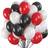 Prextex 75 Party Balloons 12 Inch Black Red and White Balloons with Ribbon for Party Decoration