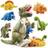 Prextex 15-inch T-Rex Dinosaur Plush Stuffed Animal with Tummy Carrier Filled with 5 Cute Little Baby Dinosaur Hatchlings Inside its Zippered Tummy Great Gift for Kids Boys Girls