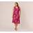 Plus Metallic Floral Chiffon Midi Dress With Ruffled Neckline In Raspberry Multi