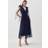 Karen Millen Tulle Tie Straps Plunge Woven Midi Dress - Navy