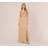 Adrianna Papell Art Deco Beaded Mermaid Gown With Cowl Neckline In Champagne Gold