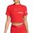 Nike Women's Pro Dri-FIT Short-Sleeve Cropped Graphic Training Top - University Red/Pinksicle