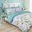 Dreamscene Floral Check White/Blue Duvet Cover White, Blue, Green (198x137cm)