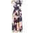 Yumi Mela London Blossom Print Midi with Dipped Hem - Navy