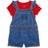 Tommy Hilfiger Little Girl's Ribbed Logo T-shirt & Printed Denim Shortall 2 piece Set - Assorted