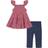 Calvin Klein Girl's Smocked Tiered Muslin Tunic & Stretch Capri Leggings Set 2-piece - Fuchsia Pink